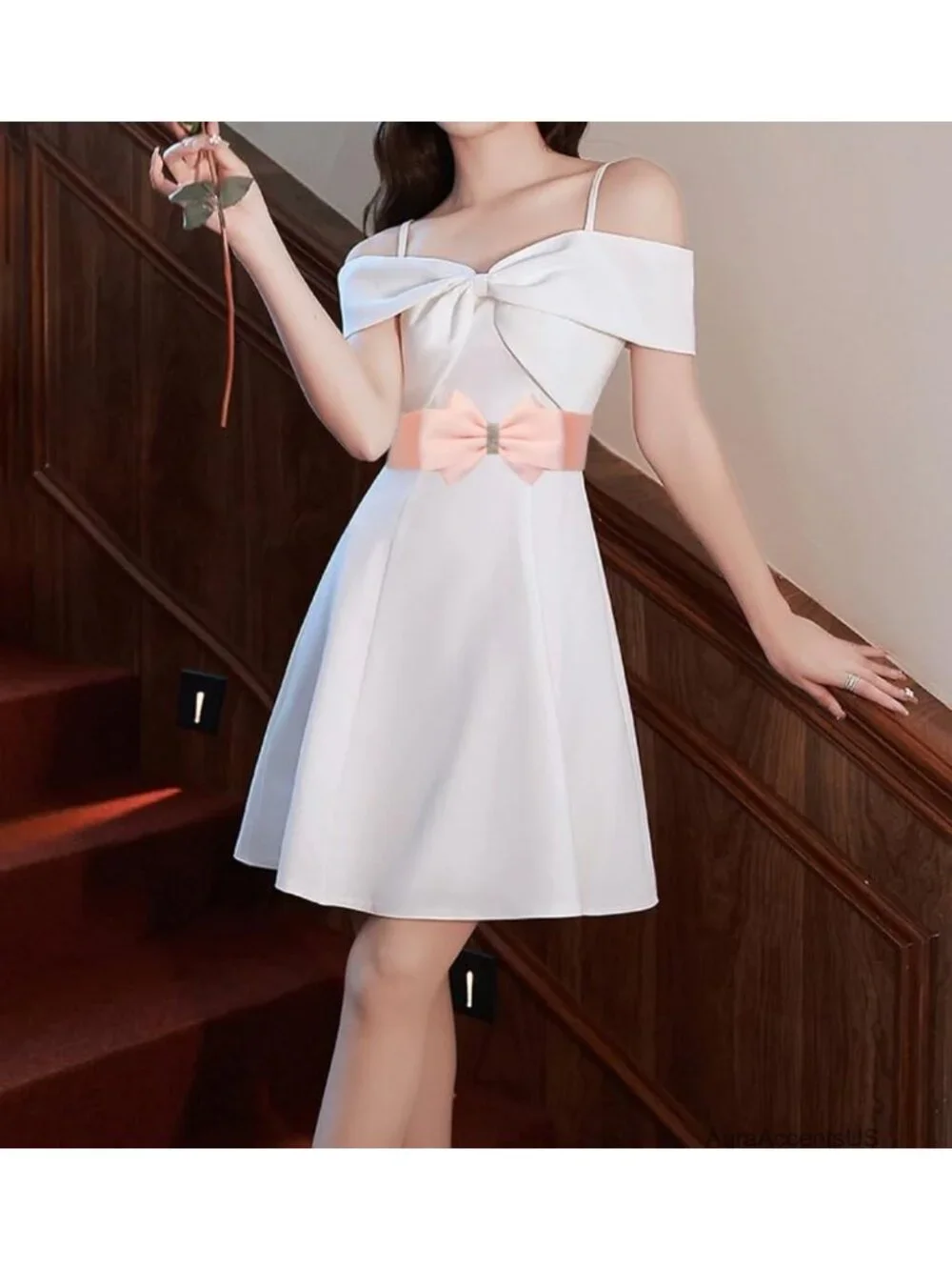 Stretch Belt with Rhinestone Bow Elastic Waist Accessory for Dresses Jeans